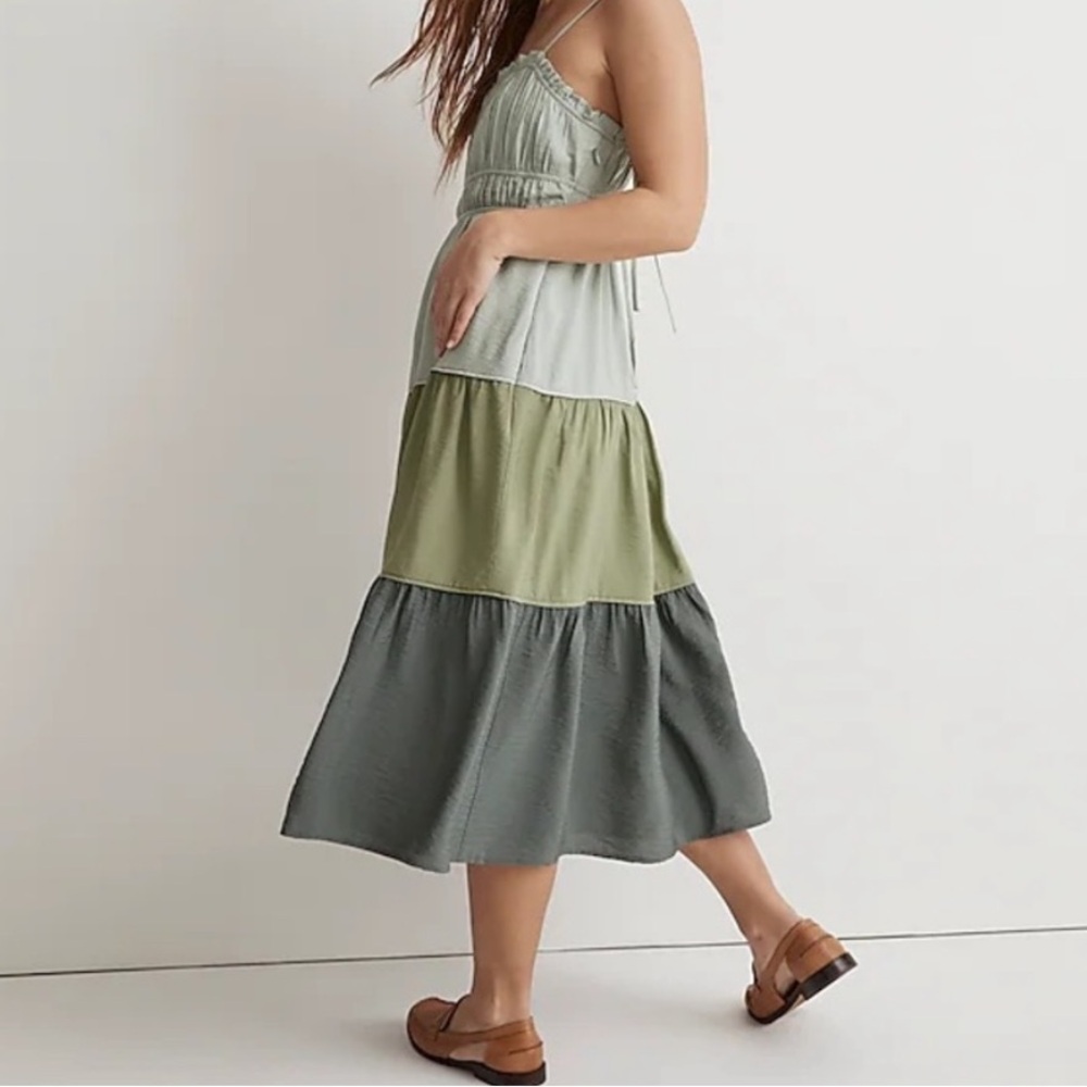 Madewell Green Sofia Ruffled Tiered Women's Maxi Dress